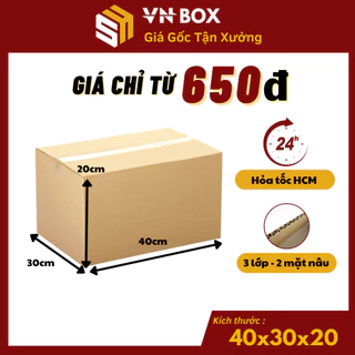 40x30x20 Combo 10 hộp carton đóng hàng, thùng carton gói hàng giá rẻ - VN BOX HCM