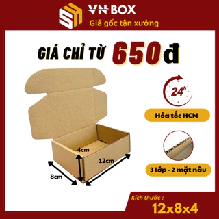 12x8x4 Combo 100 Hộp nắp gài pizza, hộp giấy nắp cài gói hàng phụ kiện, mỹ phẩm, quà tặng handmade giá rẻ - VN BOX HCM