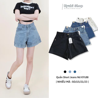 Quần short jean nữ KYUBI cạp lưng cao trắng đen vải denim (nhiều mẫu ,rách, tua) - Quần sọt jeans SOJ15