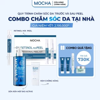 Combo Peel Da Mocha + Sữa Rửa Mặt Bio Active + Kem Chông Nắng, Trọn Bộ Chăm Sóc Da Trước Và Sau Peel