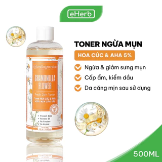 Toner Da Dầu Mụn Hoa Cúc & AHA 5% Ngừa Mụn, Giảm Dầu, Lành Tính Cho Da MILAGANICS 500ml (Chai)