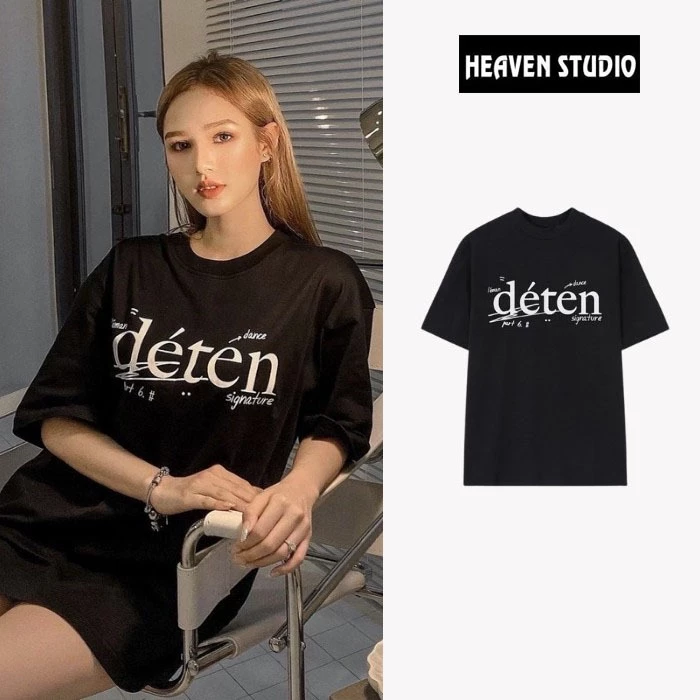 Áo Thun Local Brand Unisex Heaven Studio "Deten Signature", Áo Phông Unisex form rộng 100% Cotton