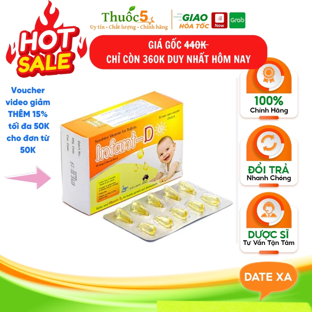 Vitamin D3 Infant D Hỗ Trợ Giúp Xương Và Răng Chắc Khỏe Hộp 30 Viên