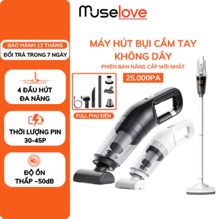 Máy Hút Bụi Cầm Tay MUSELOVE Không Dây Đa Năng, Hút Bụi Giường, Ô Tô 25000PA Thiết Kế Nhỏ Gọn, Tiện Lợi Dễ Sử Dụng