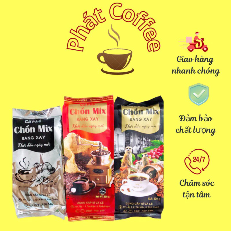 combo 1,5kg (3 túi 3 loại ) cà phê Chồn Mix 1 bạc 1 đỏ 1 đen