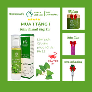 Sữa Rửa Mặt Diếp Cá Igreen, Hỗ Trợ Giảm Mụn Dạng Gel - Sữa Rửa Mặt Thiên Nhiên, An Toàn, Không Gây Kích Ứng Tặng Quà