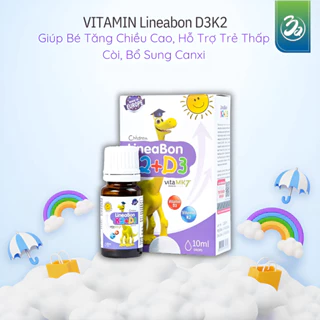 Vitamin D3 K2 LineaBon 10ml bổ sung Vitamin D3 và Vitamin K2, giúp hấp thụ canxi cho bé