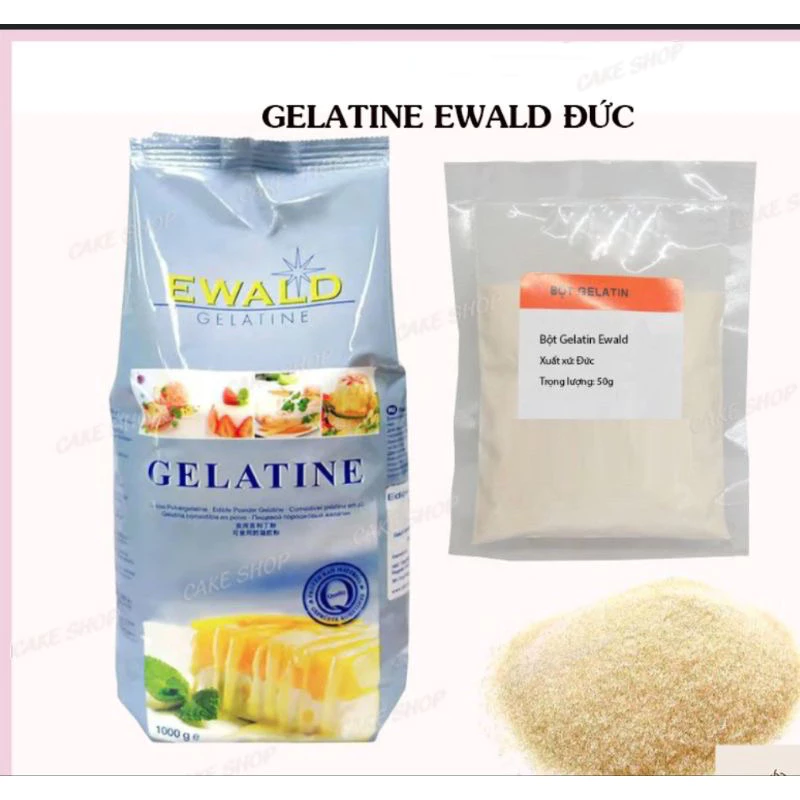 Bột Gelatin EWALD Gói 50g Tách Lẻ Làm Thạch, Bánh