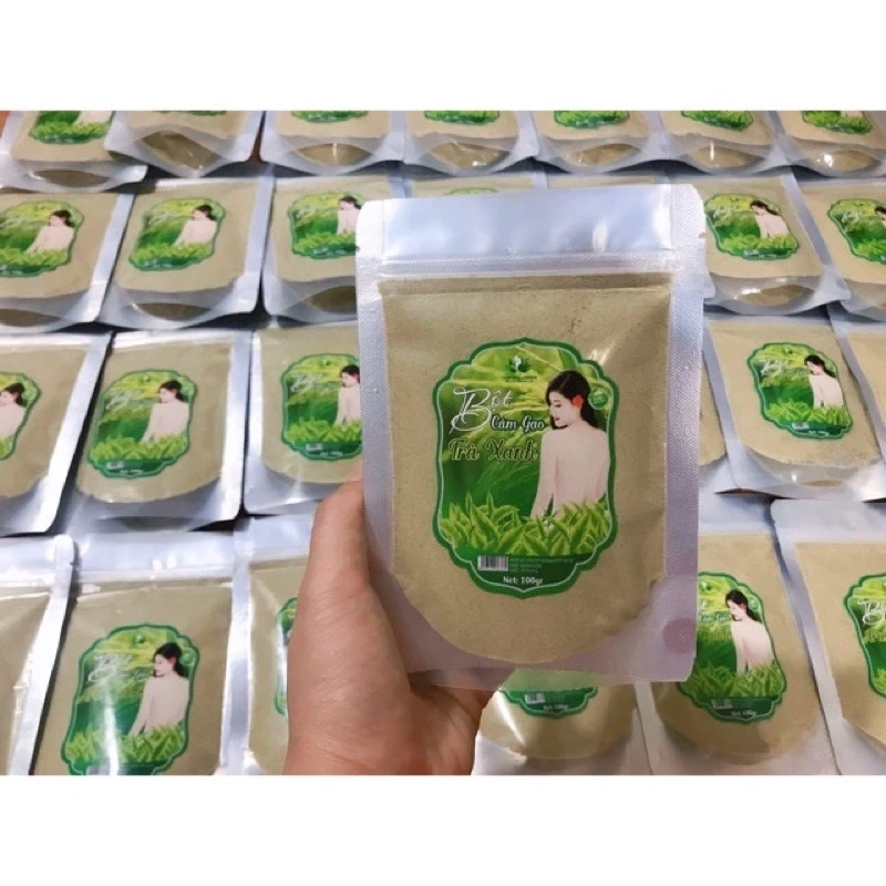 100gr Bột cám gạo trà xanh dưỡng da handmade