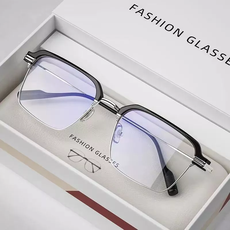 Kính Mắt Nam Nữ Vuông Unisex CV01, Gọng Kính Kim Loại Giả Cận Chống Ánh Sáng Xanh UV400 Thời Trang Hàn Quốc FERADO