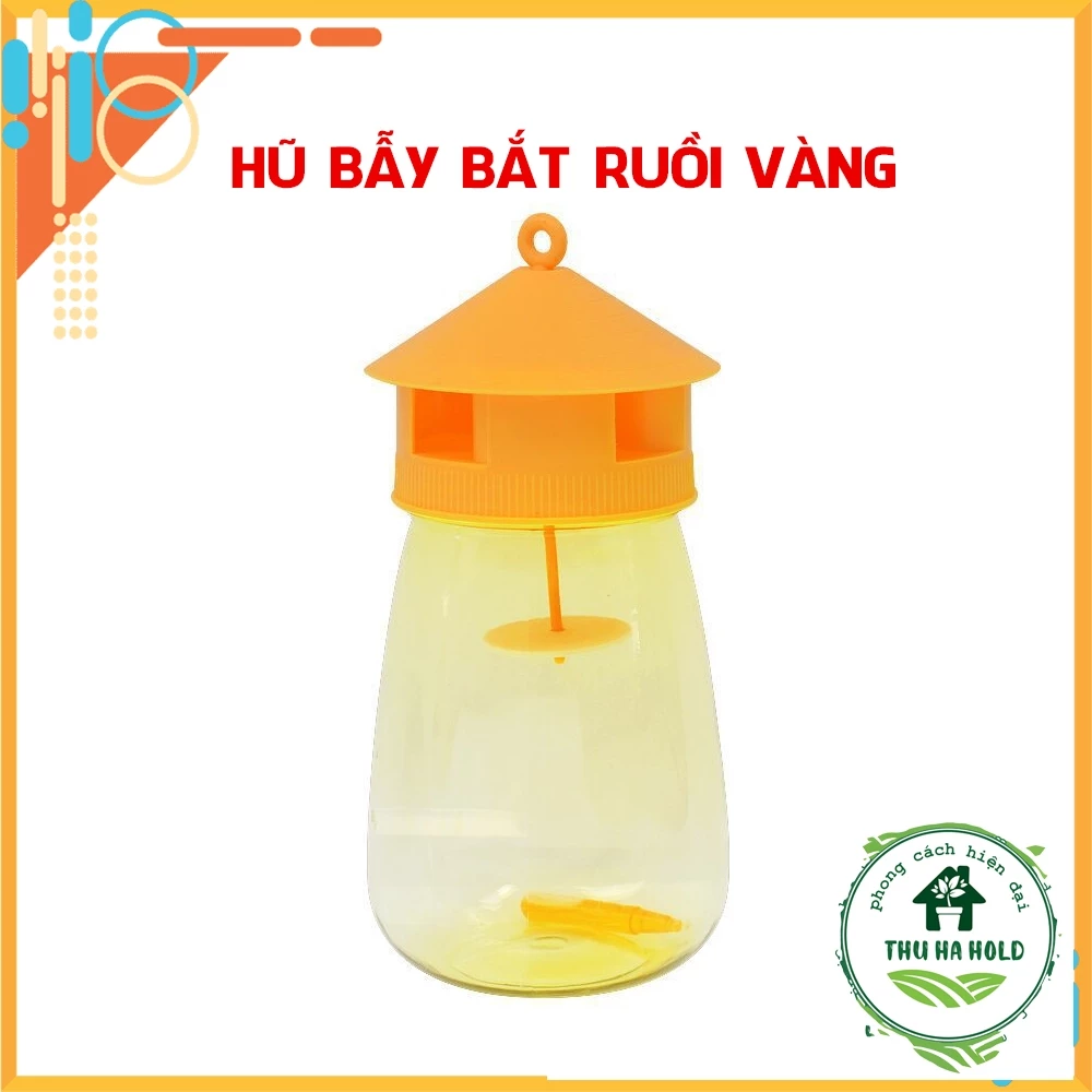 Lồng bẫy ruồi vàng 1L gose hũ bắt côn trùng kèm thuốc siêu hiệu quả