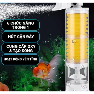 Máy Bơm Lọc hút phân cặn 6 Trong 1 Bơm, Lọc, Tạo Sóng, Cung Cấp Oxy, Hút Phân, Tạo Vi Sinh Cho Bể Cá