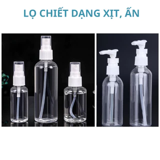 Chai chiết nhựa PET Dạng vòi nhấn có van khoá, Lọ chiết dạng xịt dung tích 30/50/100ml tiện lợi khi đi du lịch, công tác