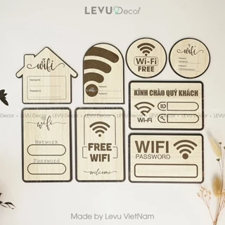 Bảng Gỗ wifi, bảng ghi thông tin password wifi trang trí quán mẫu mới LevuDecor