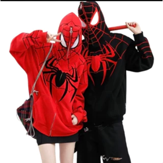 Áo Hoodie Zip họa tiết người nhện chất liệu nỉ bông form rộng thoải mải mẫu hot hiện nay