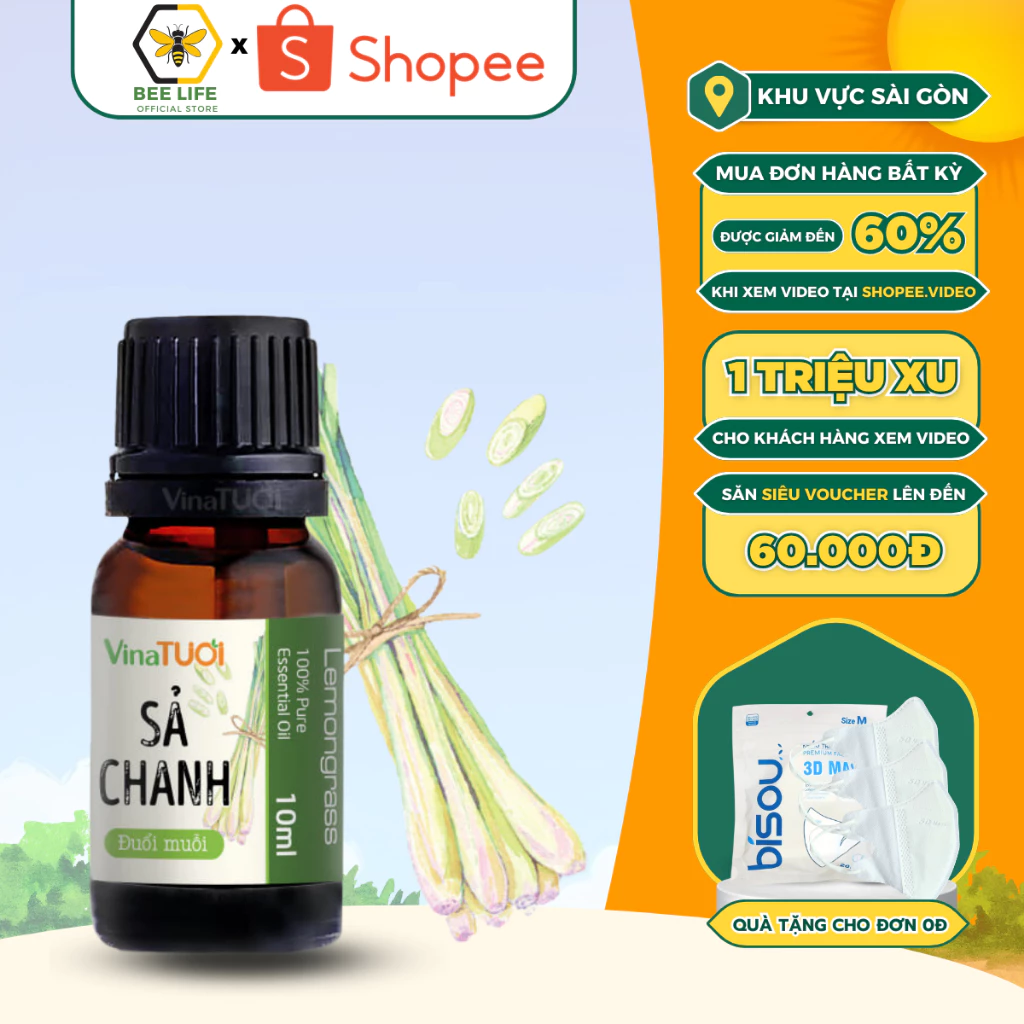 Tinh dầu thiên nhiên chanh xả 10ml chuyên dụng dùng cho máy xông tinh dầu