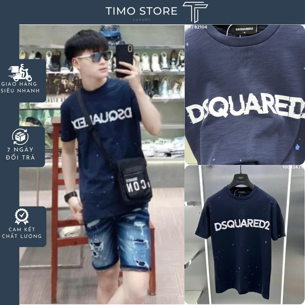 Áo Phông DSQ họa tiết in lưới phối màu cực đỉnh bản mới-áo thun unisex nam nữ new 2024