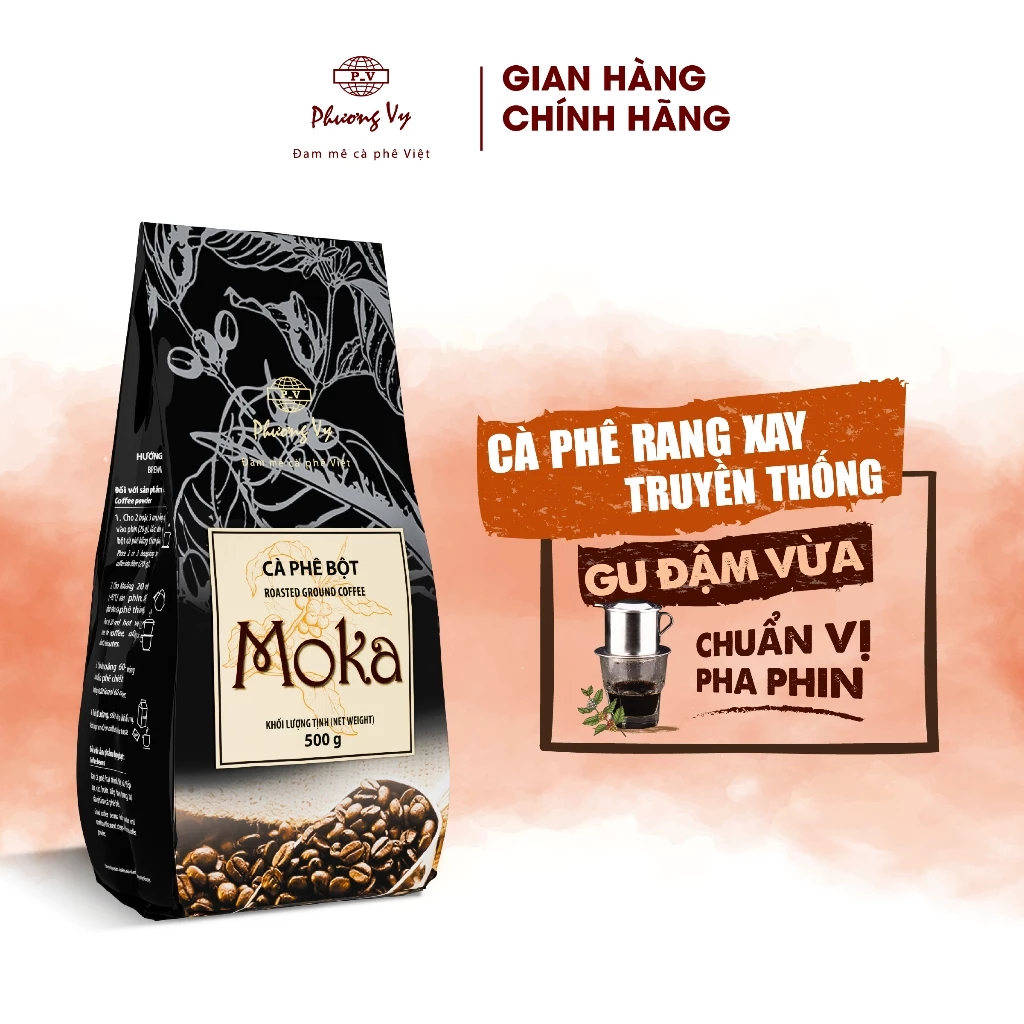 Cà Phê Truyền Thống MOKA 500g, cafe vị đậm vừa, hương thơm nồng nàn, Phương Vy Coffee