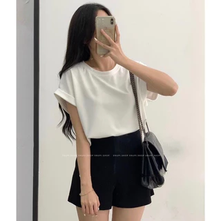 Áo Cổ Tròn Tay Hến, Áo Cộc Tay Tổ Ong Kiểu Dáng Basic Thời Trang Mùa Hè Zeeny Boutique