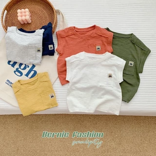 Áo thun ba lỗ sát nách tanktop bé trai màu trơn hàn quốc cotton xược mềm mát từ 1 đến 7 tuổi BERNIE