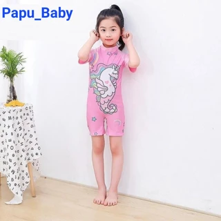 Bikini bé gái Papu baby mẫu ngựa hồng ngắn cho bé diện đi biển 8-34kg. Bộ bơi bé gái