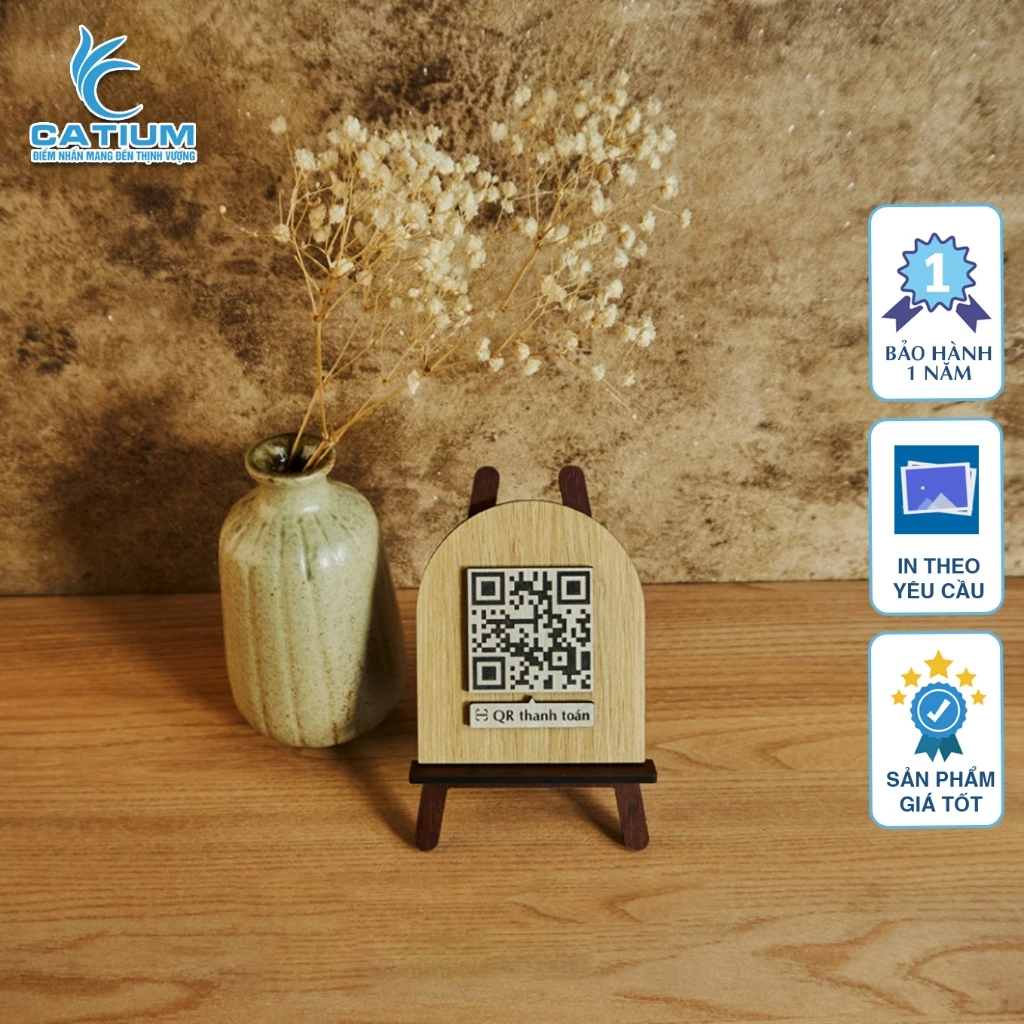 Bảng QR code loại để bàn (có kem chân đế)