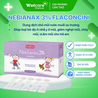 Nước muối ưu trương Nebianax 3% Flaconcini [Chính hãng] - nhỏ mũi rửa mũi cho trẻ sơ sinh và trẻ nhỏ