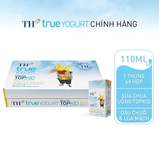 Thùng 48 hộp sữa chua uống tiệt trùng TOPKID hương dâu-chuối-lúa mạch tự nhiên TH True Yogurt 110ml (110ml x 48)