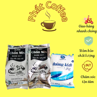 <Date mới >(1kg (2 túi )cà phê pha phin thơm đậm béo tặng 1 túi đường 500g) cà phê chồn mix truyền thống chồn túi bạc