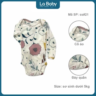 Newborn, Đồ Sơ Sinh 0-1 Tháng Bodysuit Bodychip Dài Tay Hoa Bé Gái