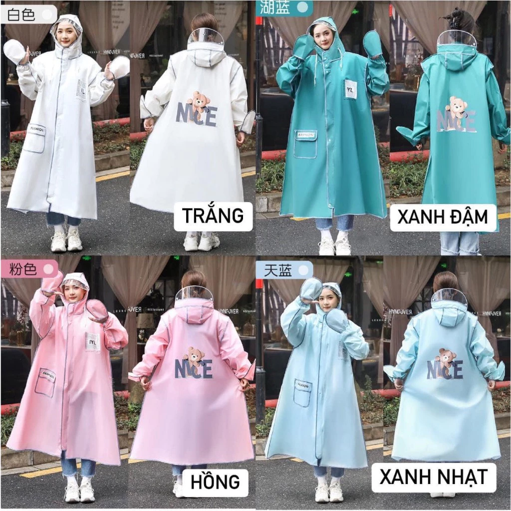 Áo Mưa Thời Trang Gấu Nice - Áo Mưa 1 Người Đi Xe Máy Đi Xe Đạp Hàng Cao Cấp Chuẩn Mẫu Mới