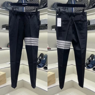 Quần tây âu nam đen slimfit vải tuyết mưa trơn phối may 4 sọc tag đá bạc đùi cao cấp boy phố QA33P