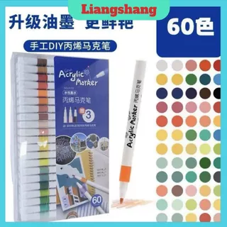 Bút màu acrylic marker 60 màu vẽ sơn chống nước bộ cọ vẽ trên mọi chất liệu bề mặt.