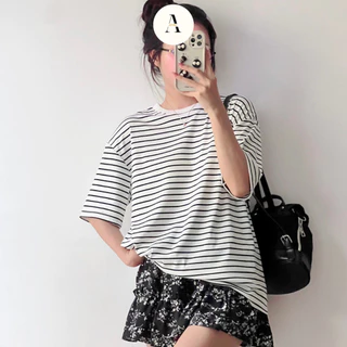 Áo phông babytee ATOKI  form rộng kẻ ngang chất cotton lạnh 418 P10K14