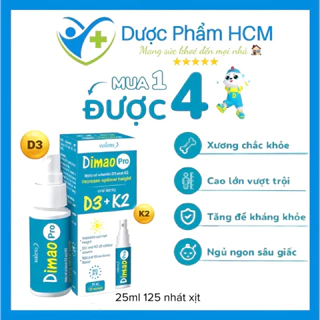 Combo 2 Dimao Pro - Bổ sung Vitamin D3 K2 Mk7 dạng Xịt , hỗ trợ tăng hấp thụ Canxi giúp phát triển chiều cao (chai 25ml)