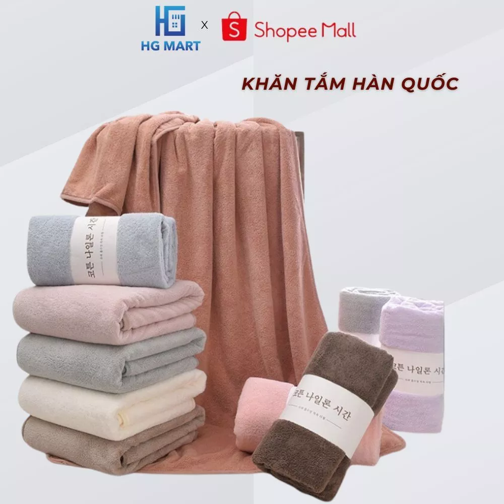 Khăn Tắm Hàn Quốc Lông Cừu Siêu Mềm Mịn Thấm Hút Cực Nhanh Kích Thước Lớn 70 x 140cm HGMART, Thích Hợp Cho Mọi Gia Đình