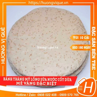 Bánh Tráng Mỹ Lồng Sữa Nước Cốt Dừa Mè Vàng Đặc Biệt - Túi 10 Cái - Đặc Sản Bến Tre