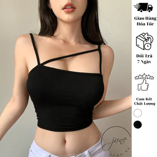 Áo hai dây croptop nữ JUNE.SG  áo croptop hai dây sợi bún kiểu dáng basic ôm body D086