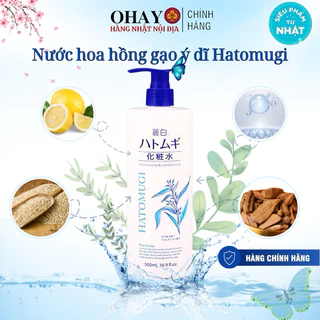 Nước hoa hồng Ý Dĩ Hatomugi Naturie Skin Conditioner dạng vòi 500ml tiện lợi chuẩn Nhật nội địa -Ohayo Shop Japan