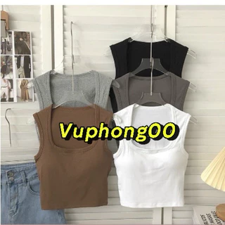 ÁO CROPTOP - ÁO BA LỖ cổ vuông có mút ngực B01