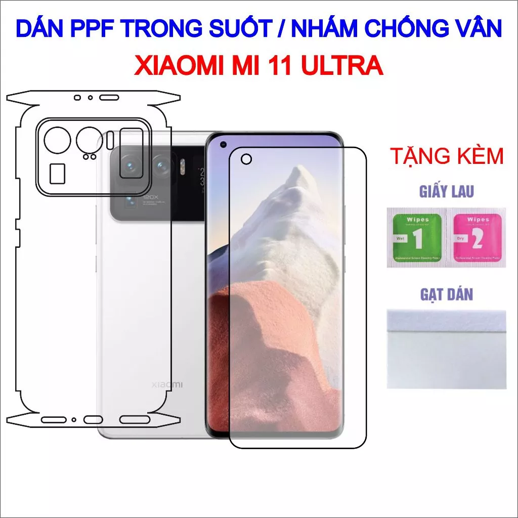 Dán PPF Xiaomi Mi 11 Ultra full lưng viền, màn hình