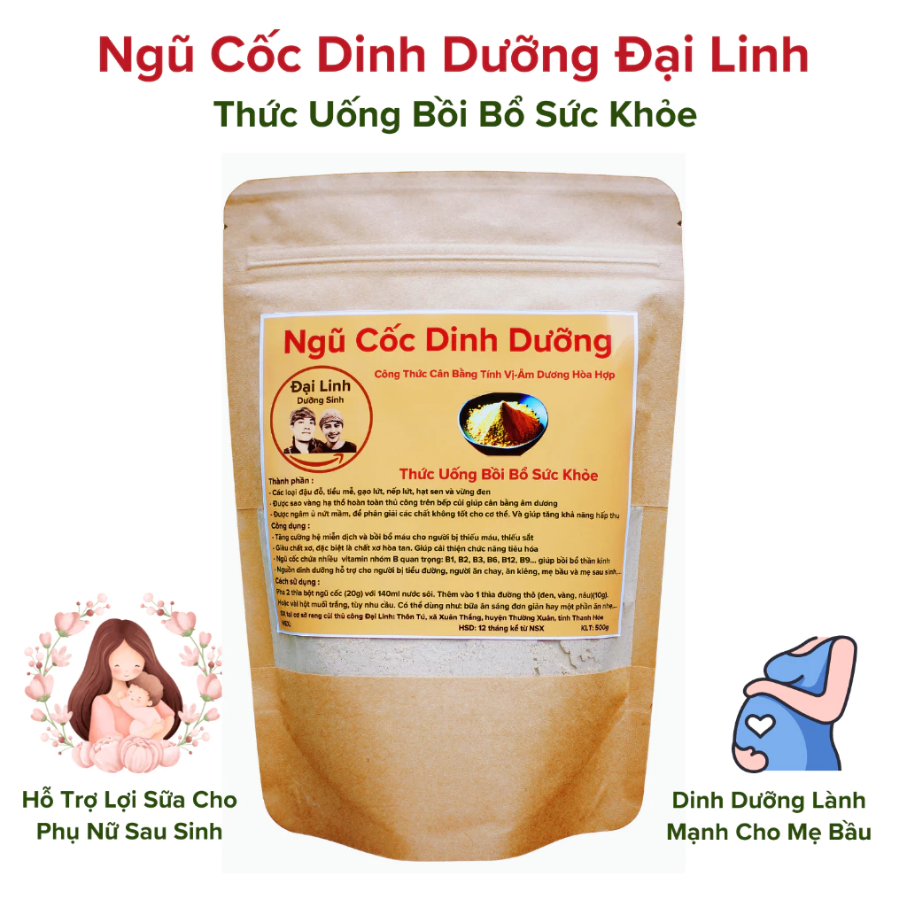 Ngũ Cốc Dinh Dưỡng Đại Linh, hương vị đậm đà, bột mịn, thơm ngon và bổ dưỡng size 200g/500g