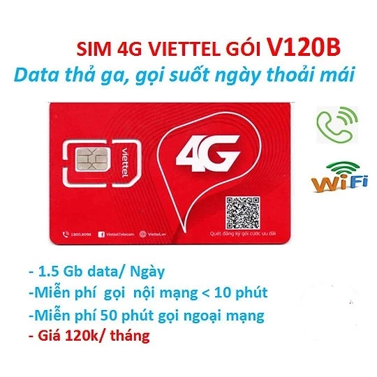 [KHÔNG CẦN ĐĂNG KÍ CHÍNH CHỦ] Sim 4G Viettel V120B SIM KHÔNG GIỚI HẠN PHÚT GỌI NỘI MẠNG NGOẠI MẠNG DATA VÀO MẠNG THẢ GA