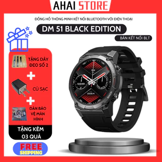 Đồng hồ DM51 Sport Black Edition kết nối bluetooth nghe nhận cuộc gọi đọc thông báo theo dõi sức khỏe AHAI STORE