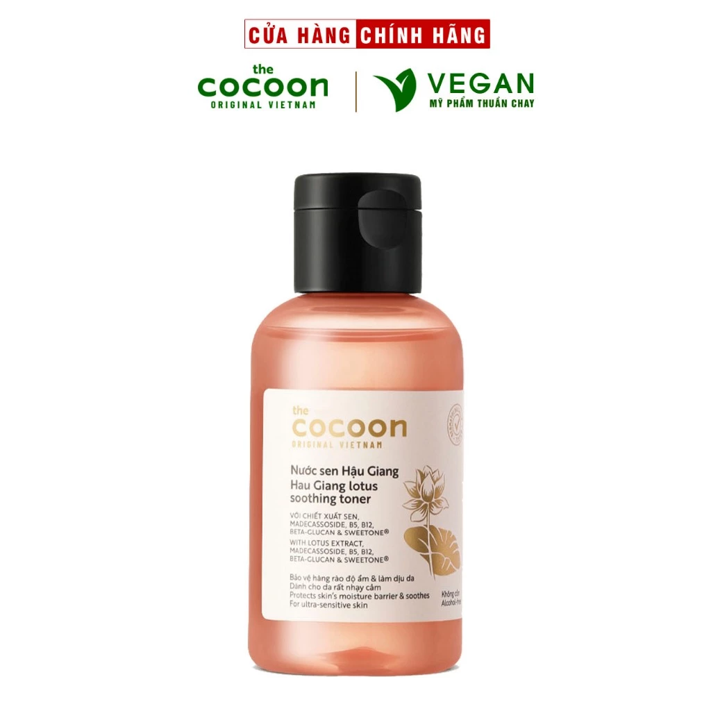 Toner Nước cân bằng da Sen Hậu Giang cocoon 140ml VEGAN - Mỹ Phẩm Thuần Chay