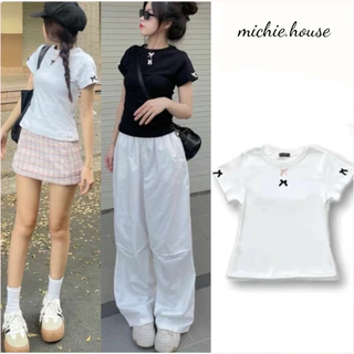 Áo thun Babytee Nơ Chất Thun Cotton Dáng Ôm, Áo Thun Nữ Mùa Hè- michie.house - A431