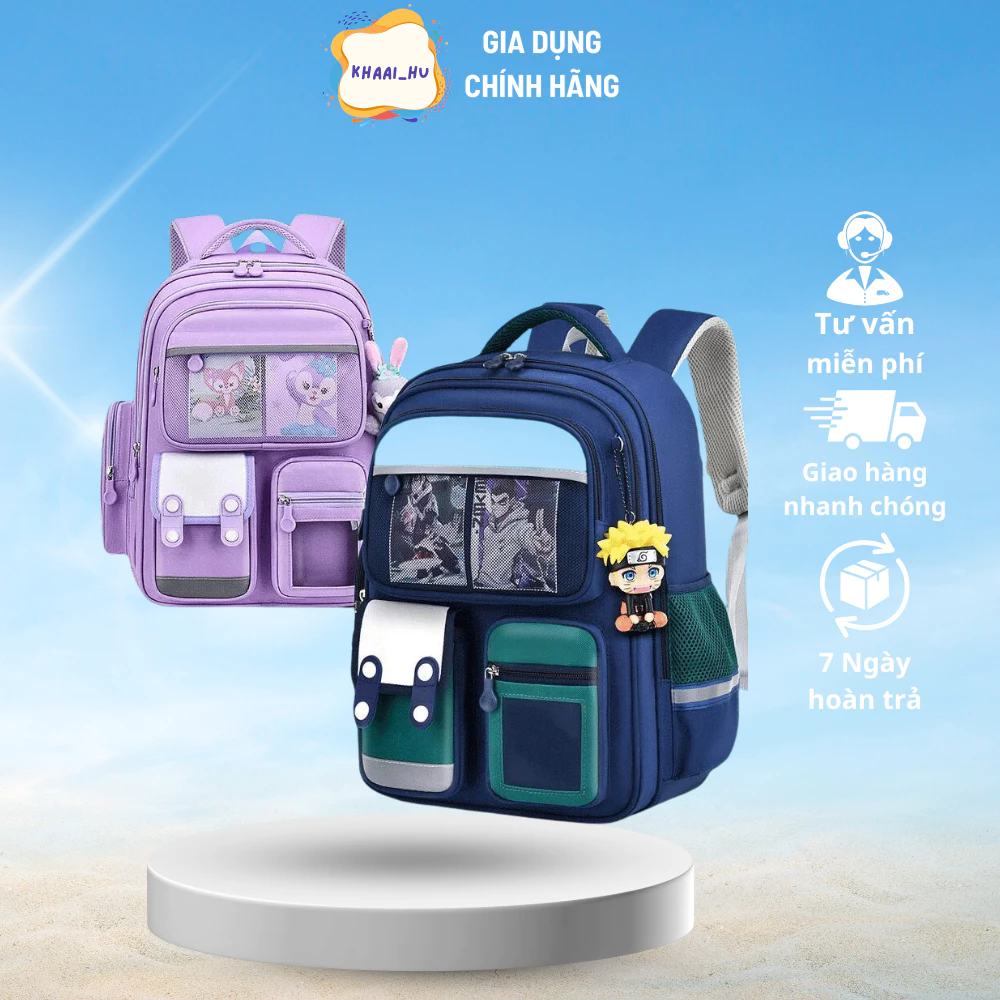 Balo Học Sinh Hoạt Hình Naruto Kuromi Chống Gù Cho Bé Chất Liệu Vải Dù Thoáng Khí Siêu Nhẹ