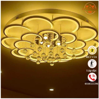 Đèn Ốp trần Hoa Mai 20 Cánh Hoa Pha Lê 3 Chế Độ Sáng BH 2 NĂM _HUYỀN KHANG LIGHTING