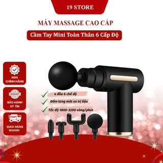 Máy massage cầm tay mini, súng massage cầm tay mini toàn thân GUN ( 6 Cấp Độ 4 Đầu ) chuyên sâu