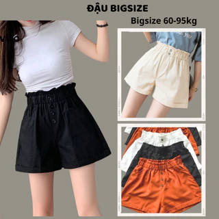 Quần Short bigsize nữ lưng thun co giãn phối nút xếp lai chất tuyết chéo mềm mịn - QLT